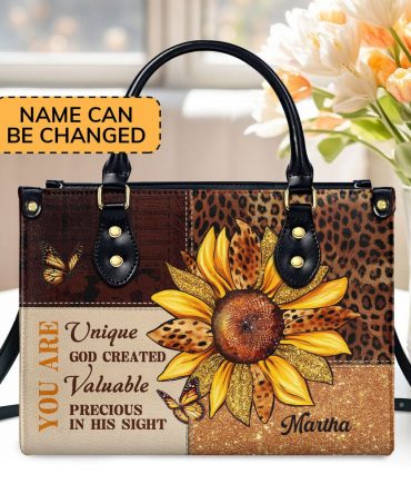 Personalized Christian Leather Bag, You Are God Created Leather Handbag, Faith Handbag