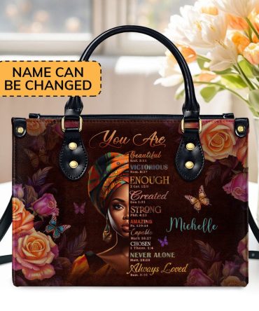 Personalized Christian Leather Bag, You Are Never Alone Leather Handbag, Gift For Worship Members, Faith Handbag