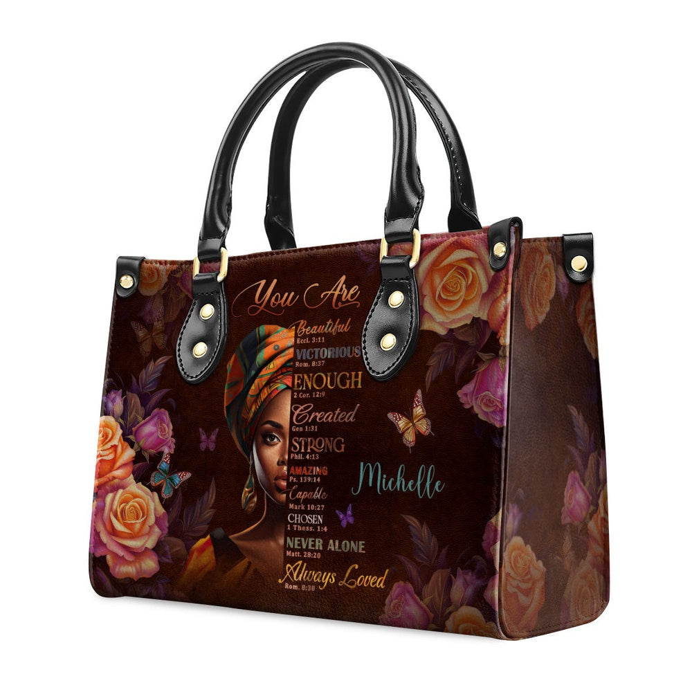 Personalized Christian Leather Bag, You Are Never Alone Leather Handbag, Gift For Worship Members, Faith Handbag - Image 2