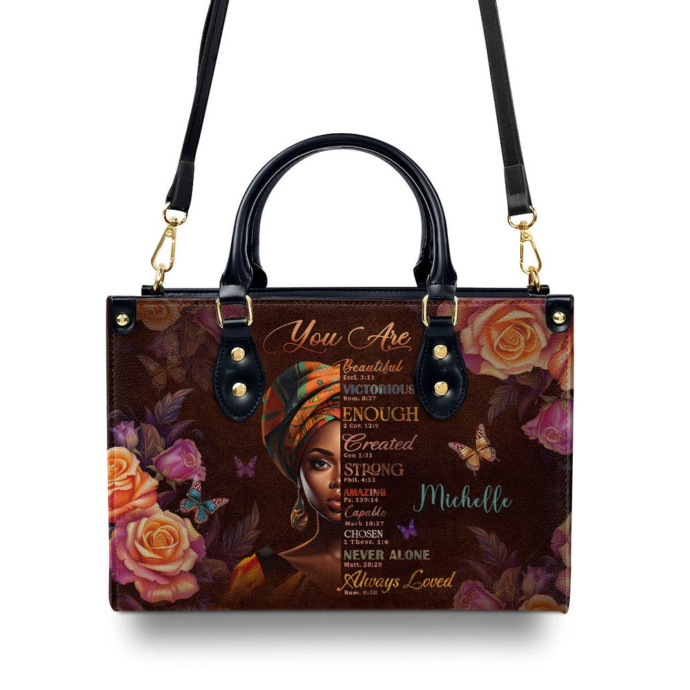 Personalized Christian Leather Bag, You Are Never Alone Leather Handbag, Gift For Worship Members, Faith Handbag - Image 3