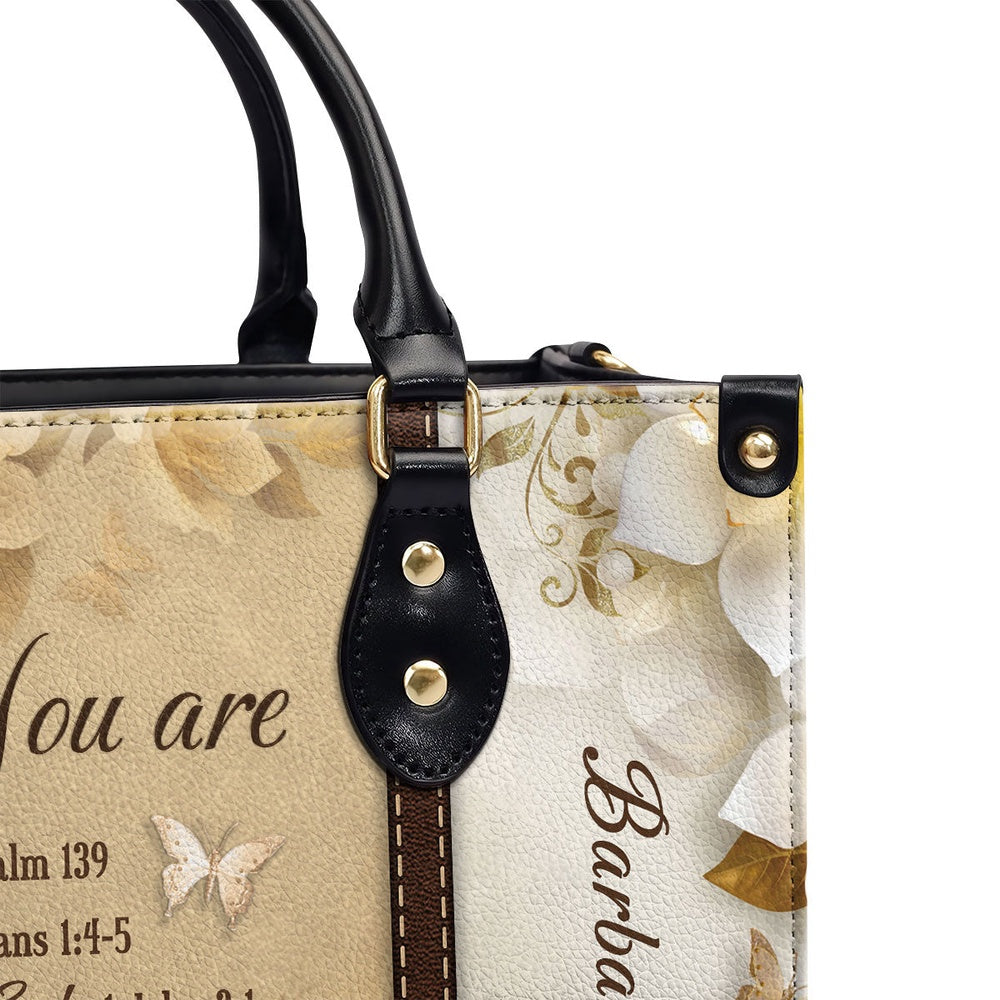 Personalized Christian Leather Bag, You Are Protected - Beautiful Personalized Flower Leather Handbag, Faith Handbag - Image 4