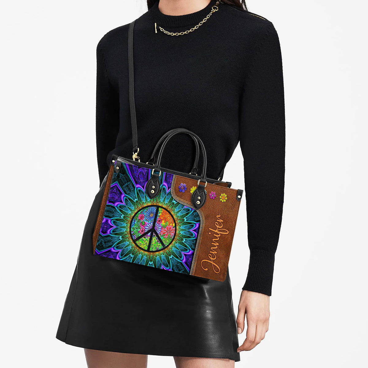 Personalized Hippie Soul 1 Leather Bag, Women's Pu Leather Bag, Best Mother's Day Gifts - Image 4