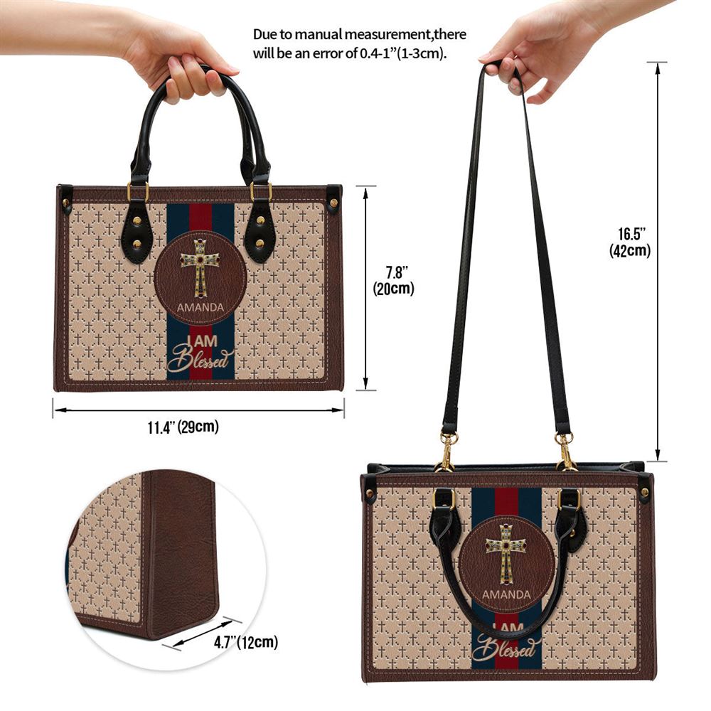 Personalized I Am Blessed Leather Bag, Christian Pu Leather Bags For Women - Image 5