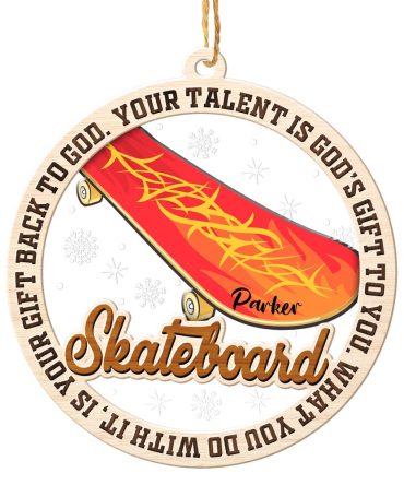 Personalized Skateboard Christmas Ornament, Sports Christmas Ornament, Christmas Tree Ornaments