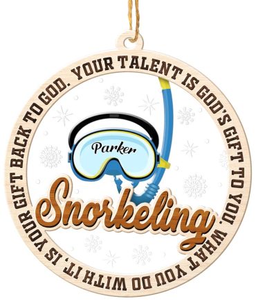 Personalized Snorkeling Christmas Ornament, Sports Christmas Ornament, Christmas Tree Ornaments