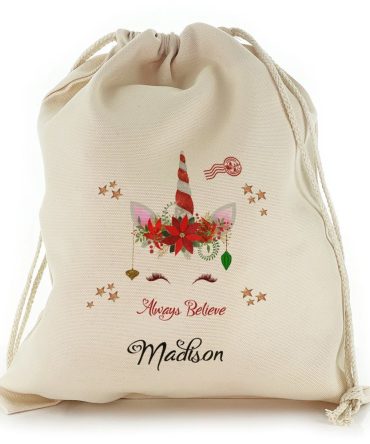 Red White Spiral Reindeer Unicorn Christmas Sack, Gift For Chidren, Christmas Bag Gift, Christmas Gift 2023