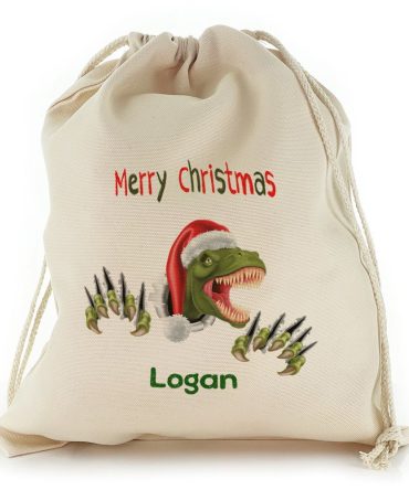 Santa Hat Tearing Dinosaur Christmas Sack, Gift For Chidren, Christmas Bag Gift, Christmas Gift 2023