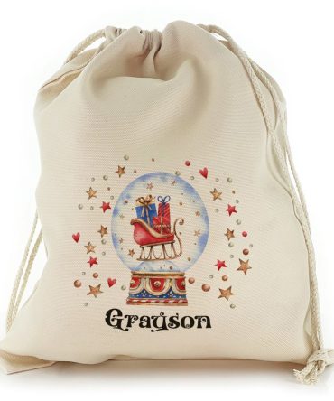 Santa Sleigh Snow Globe Christmas Sack, Gift For Chidren, Christmas Bag Gift, Christmas Gift 2023