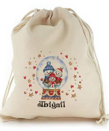 Snowman Family Snow Globe Christmas Sack, Gift For Chidren, Christmas Bag Gift, Christmas Gift 2023