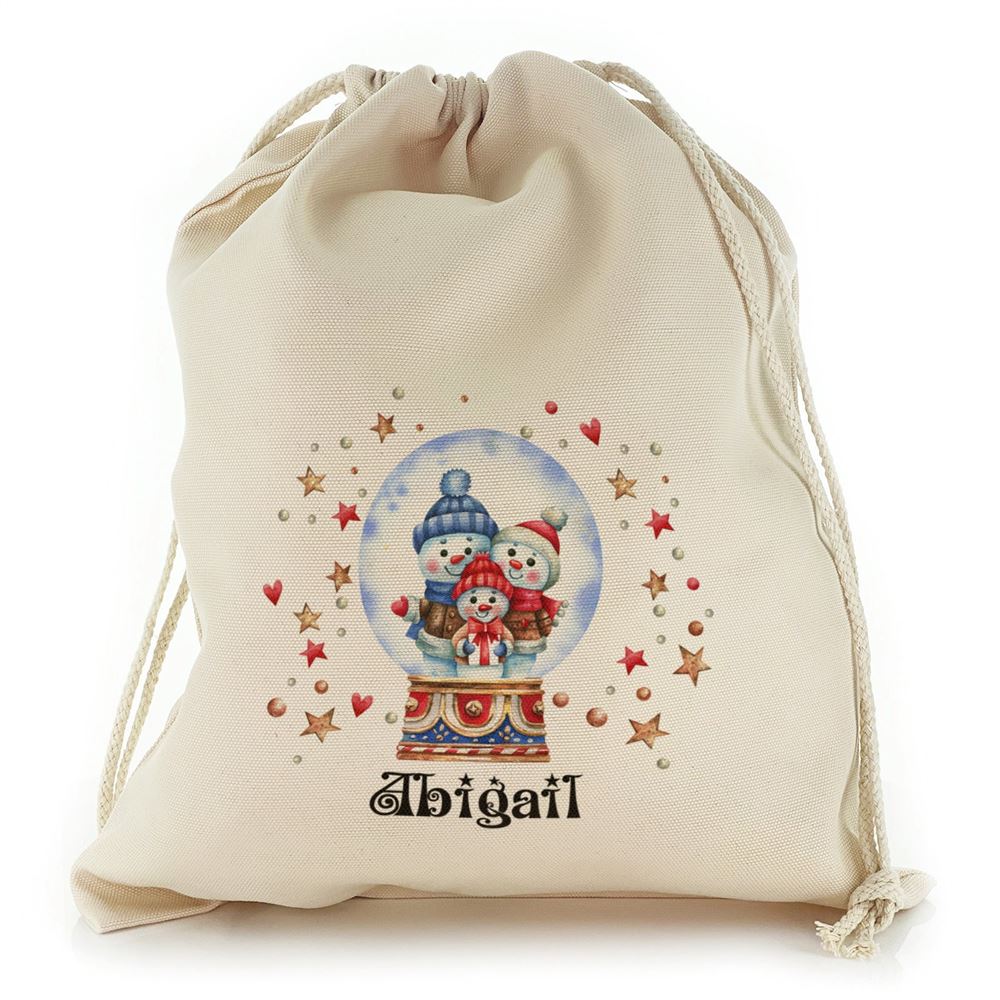 Snowman Family Snow Globe Christmas Sack, Gift For Chidren, Christmas Bag Gift, Christmas Gift 2023