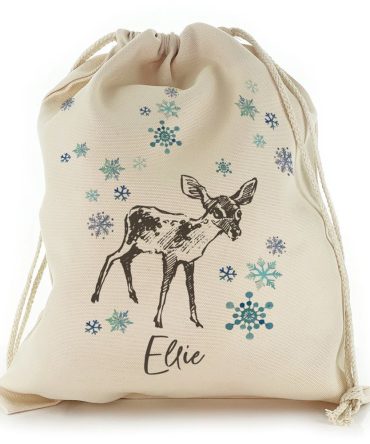 Stylish Text and Deer Snowflakes Sketch Christmas Sack, Gift For Chidren, Christmas Bag Gift, Christmas Gift 2023