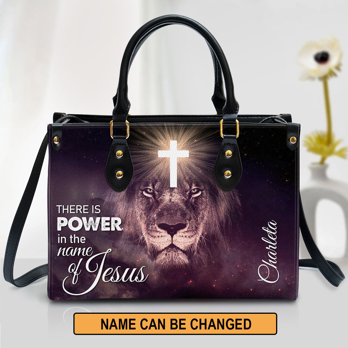 There Is Power In The Name Of Jesus Beautiful Personalized Leather Bag For Women, Religious Gifts For Women