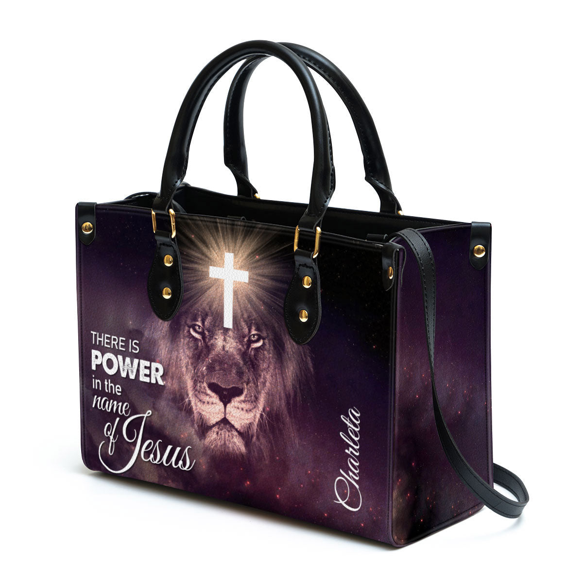There Is Power In The Name Of Jesus Beautiful Personalized Leather Bag For Women, Religious Gifts For Women - Image 2