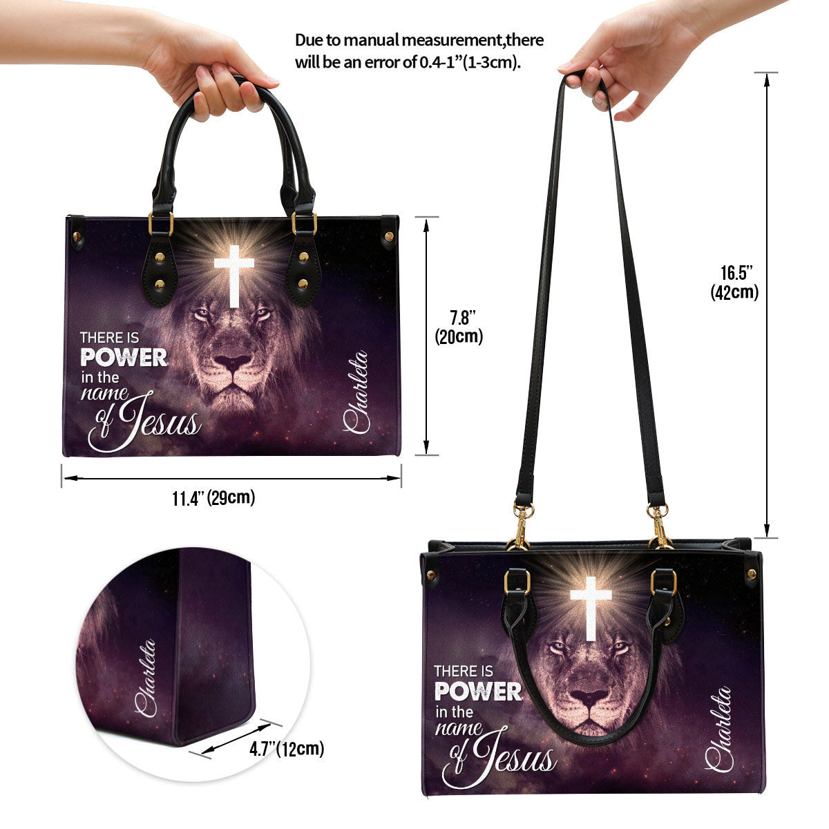 There Is Power In The Name Of Jesus Beautiful Personalized Leather Bag For Women, Religious Gifts For Women - Image 5