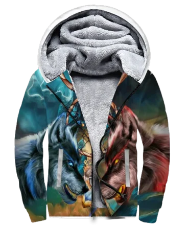 Wolf Native American 3D Fleece Hoodie