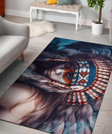 3D Native Girl Native American Area Rug