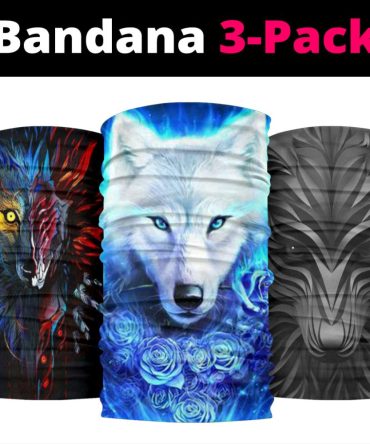 3D Wolf Art Bandana 3-Pack NEW