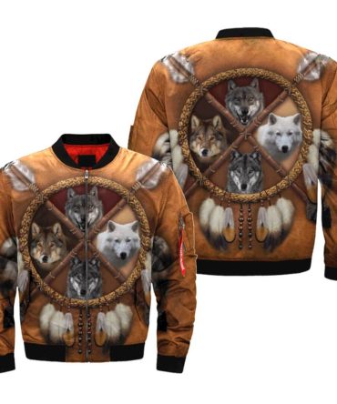 Wolves Dream Catcher Native Bomber Jacket