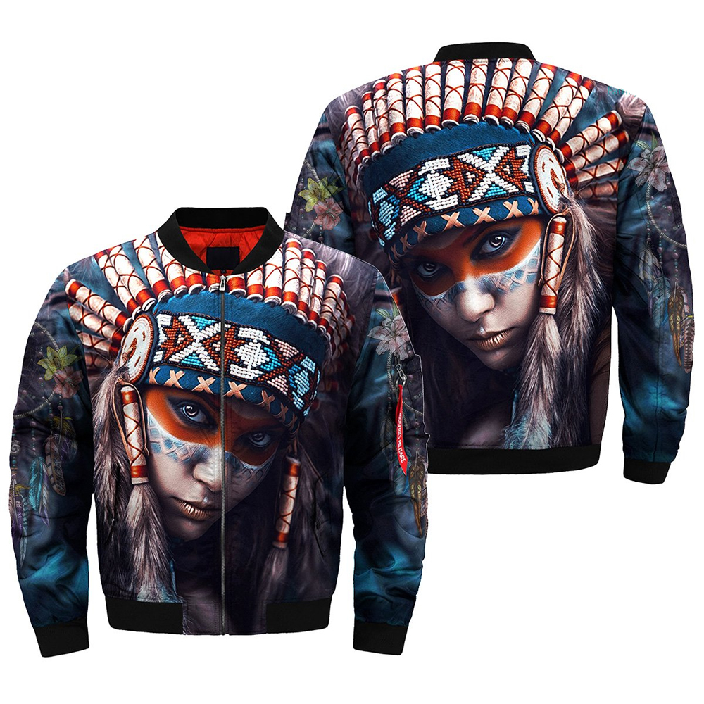 American Native Print Bomber Jacket