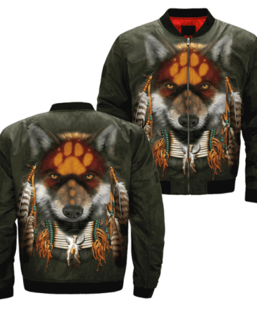 American Native Wolf Bomber Jacket