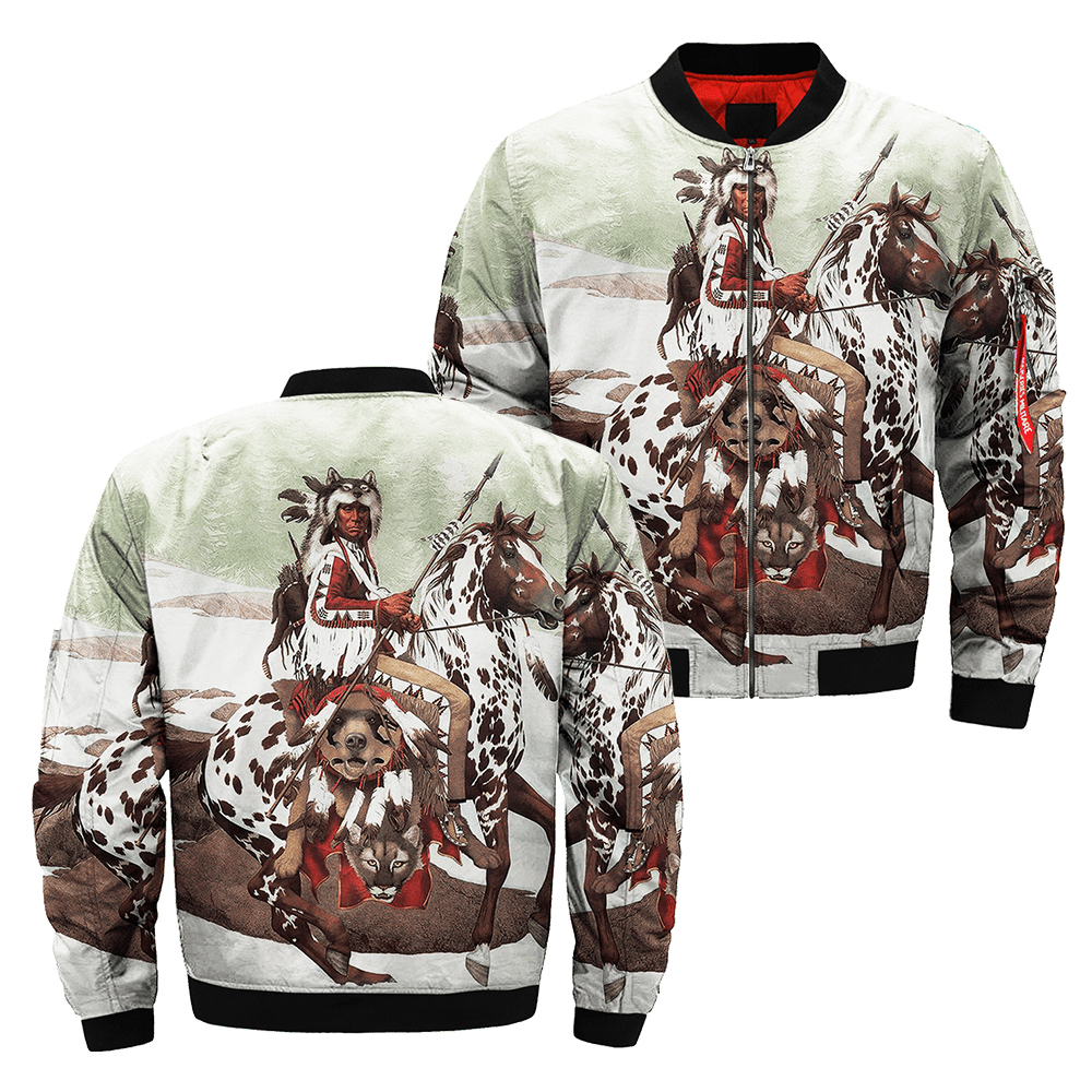 Bev Doolittle Native American Bomber Jacket