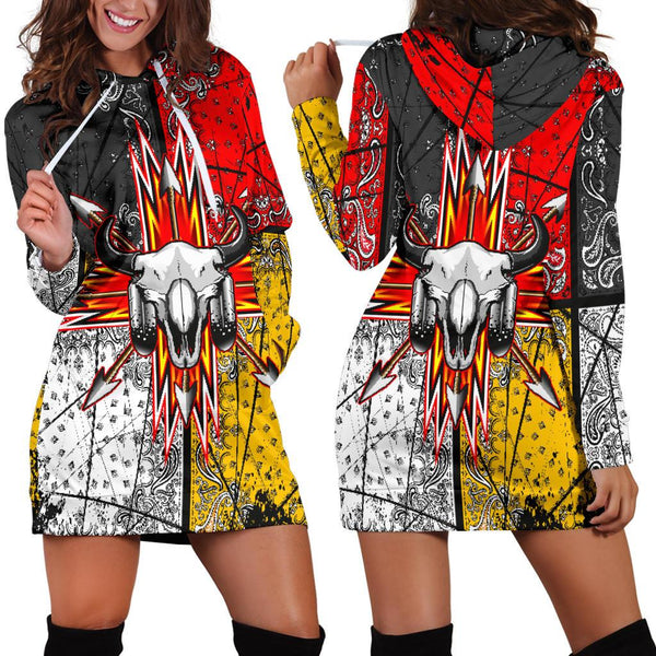 Bison Arrow Native American Women's Hoodie Dress - Image 2