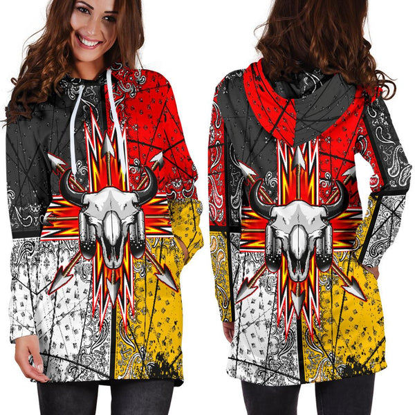 Bison Arrow Native American Women's Hoodie Dress - Image 3