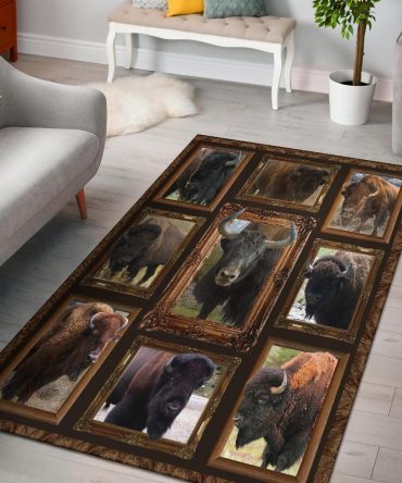 Bison Buffaloes Native American Area Rug