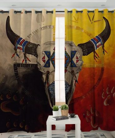 Bison Medicine Wheels Native American Living Room Curtain