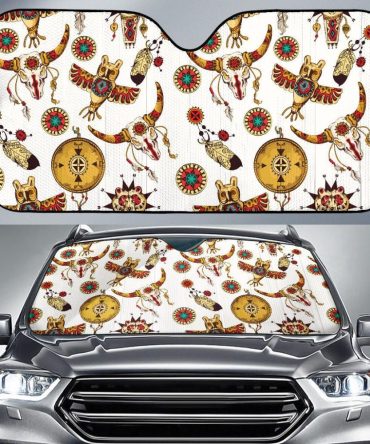Bison Owl Feather Native American Auto Sun Shades