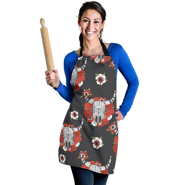Bison Red Rose Native American Apron - Image 3