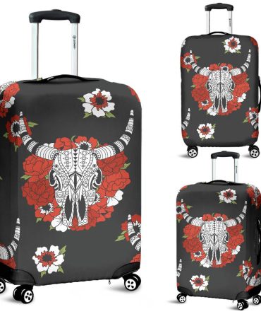 Bison Skull Flower Native American Luggage Covers