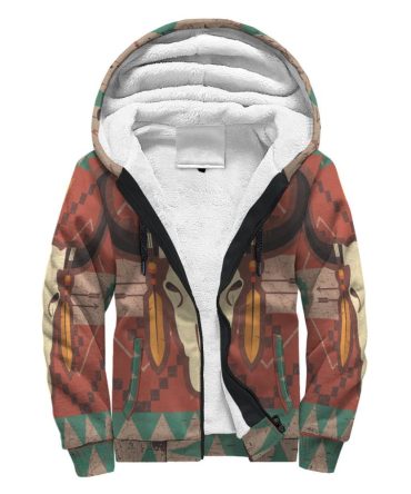 Bison Skull Native American Sherpa Hoodie