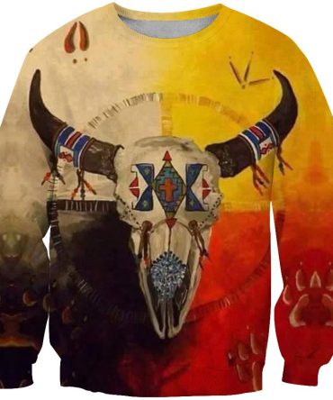 Bison Skull Unique Native American 3D Sweatshirt