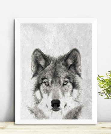 Black and White Wolf Native American Canvas