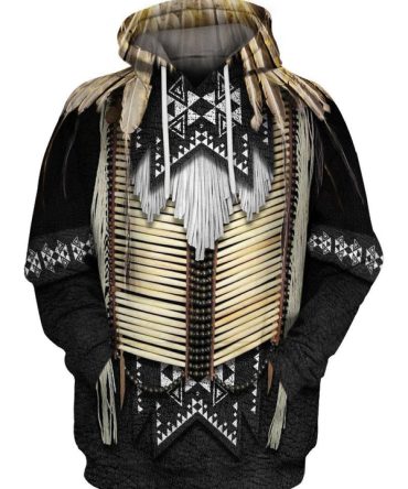 Native American Hoodies For Men Women Black Beaded