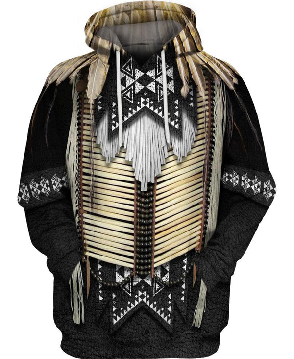 Native American Hoodies For Men Women Black Beaded