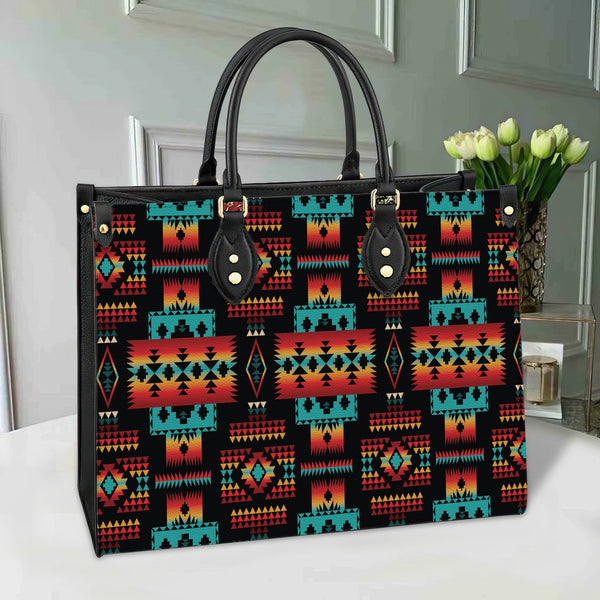 Black Native Tribes Pattern Leather Bag - Image 2