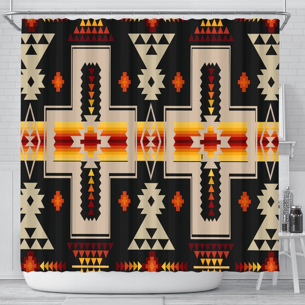 Black Native Tribes Pattern Native American Shower Curtain - Image 2