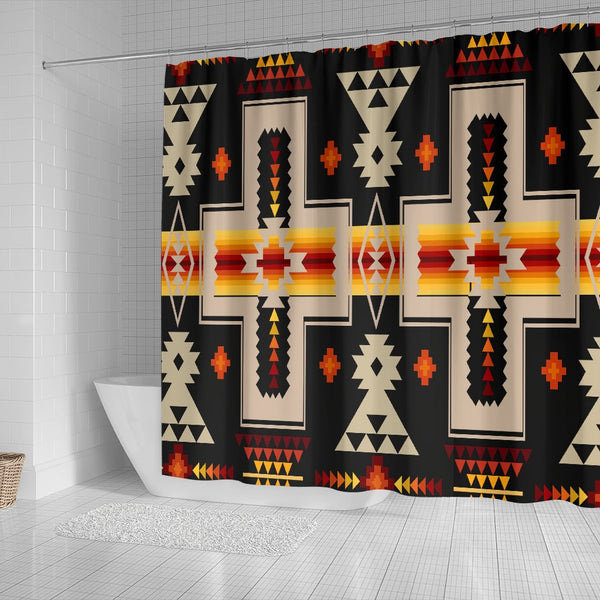 Black Native Tribes Pattern Native American Shower Curtain - Image 3