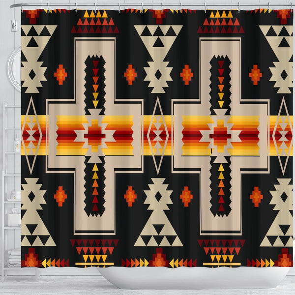 Black Native Tribes Pattern Native American Shower Curtain - Image 4