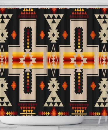 Black Native Tribes Pattern Native American Shower Curtain