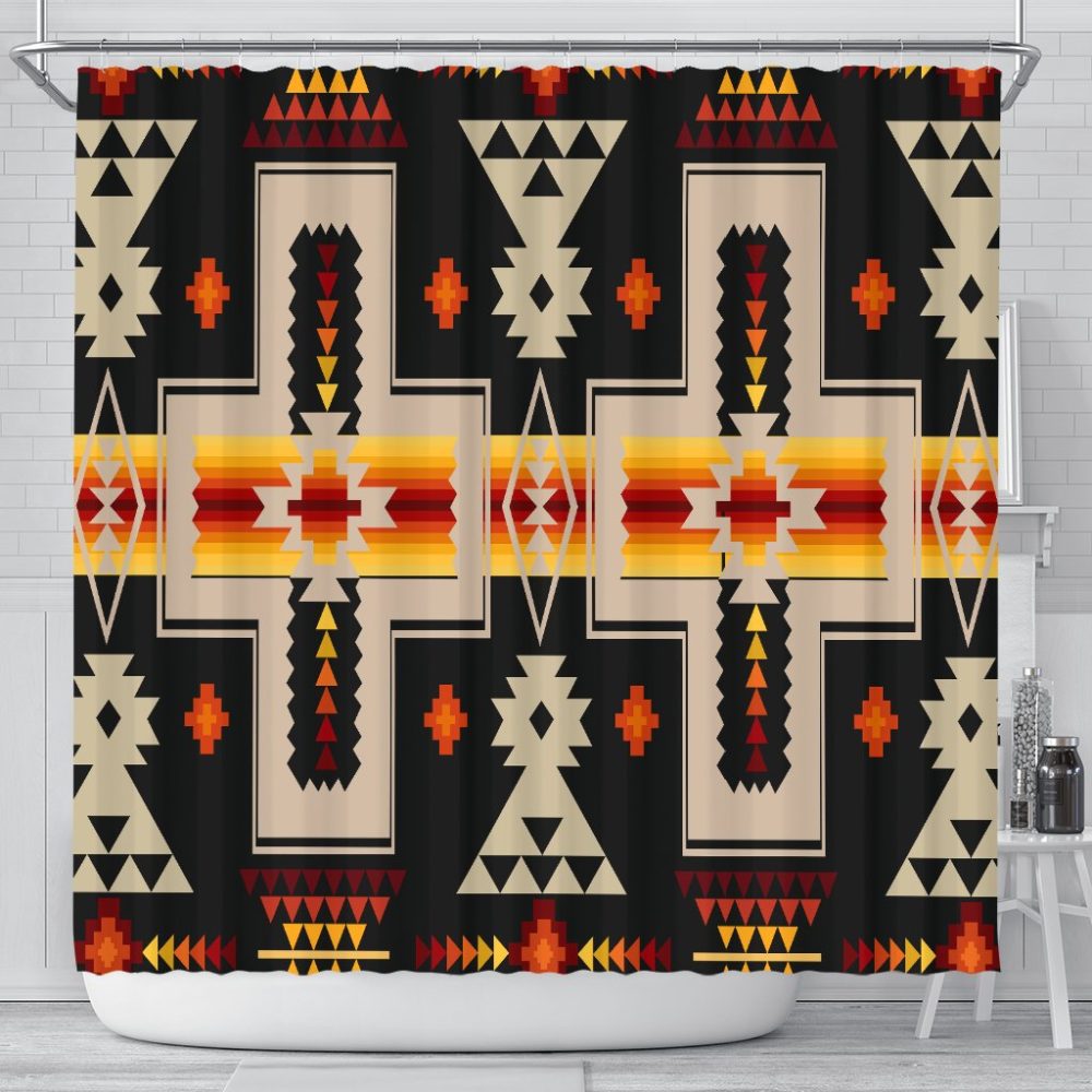 Black Native Tribes Pattern Native American Shower Curtain