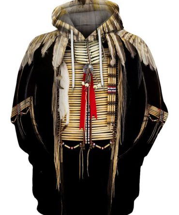 Black Pattern Feather Hoodie