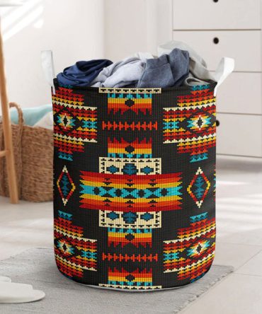 Black Pattern Native Laundry Basket
