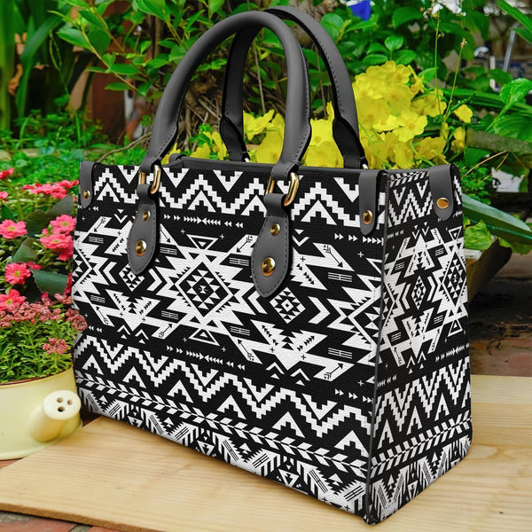 Black Pattern Native Leather Bag