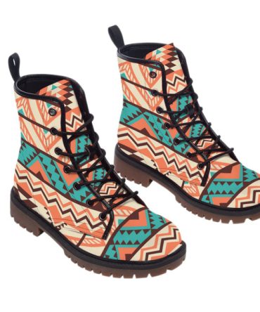 Black Pattern Native Leather Martin Short Boots