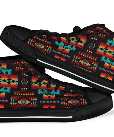 Black Tribal Native American High Top Shoes