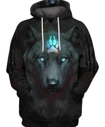 Black Wolf Blue Claw Hoodie