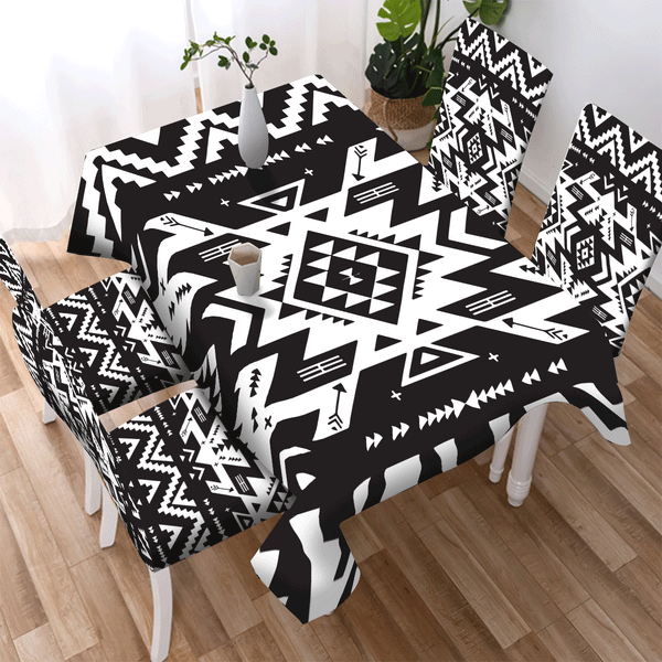 Blackwhite Pattern Design Native American Tablecloth